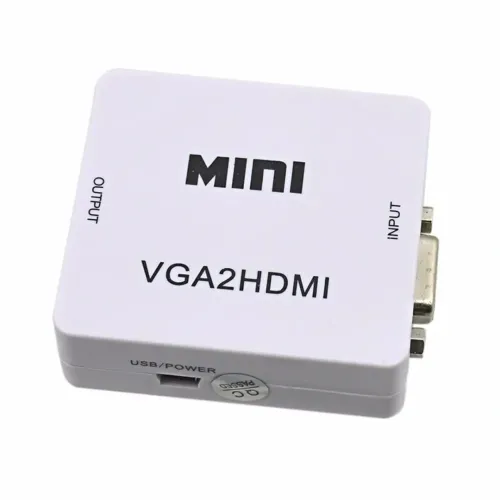 Конвертер перехідник VGA на HDMI Активний адаптер зі звуком і зовнішнім живленням VGA-HDMI аудіо вхід 3.5 mm Converter Mini 1080P