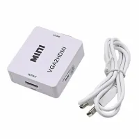 Конвертер перехідник VGA на HDMI Активний адаптер зі звуком і зовнішнім живленням VGA-HDMI аудіо вхід 3.5 mm Converter Mini 1080P