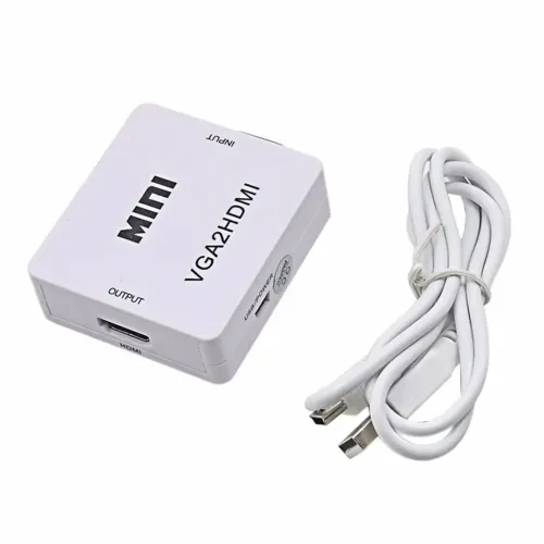 Конвертер перехідник VGA на HDMI Активний адаптер зі звуком і зовнішнім живленням VGA-HDMI аудіо вхід 3.5 mm Converter Mini 1080P