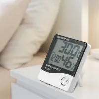 Електронний кімнатний термометр HTC - 1 годинник LCD будильник, календар, вимірювач вологості повітря в приміщенні, цифровий гігрометр для будинку