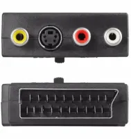 Універсальний перехідник SH-3009 SCART - 3 RCA + S-VIDEO з перемикачем, аудіо відео адаптер 21 пін скарт на 3 тюльпана для телевізора і приставки