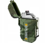 Електроімпульсна дугова висувна запальничка Explorer F13 дві дуги від USB, акумуляторна електрозажигалка з захистом від вітру і полум'яною дугою