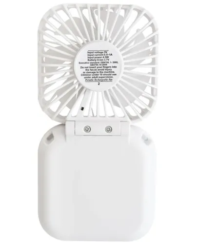Складной аккумуляторный вентилятор Holding Fan YH-6 3 скорости с ремешком на шею, Беспроводной ручной охладитель YH6 на аккумуляторе от USB Белый