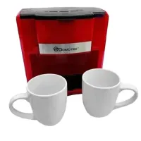 Крапельна кавоварка на дві чашки Domotec MS - 0705 c 2 керамічними чашками, Домашня електрична кавоварка для чаю та кави на 0.3 л 500W Червона