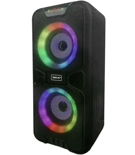 Акумуляторна колонка динамік Bluetooth BKK B86 з LED підсвічуванням 20W, бездротова акустична система караоке USB SD FM AUX від акумулятора Чорна