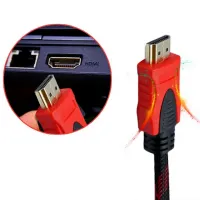 Посилений кабель Hdmi to Hdmi 3м 1080p в обмотці Кабель-подовжувач HDMI-HDMI 3M 3 m, 3 м для монітора і телевізора в обплетенні чорно червоний