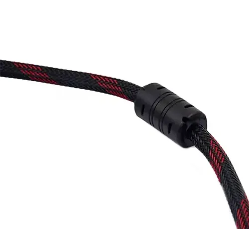 Посилений кабель Hdmi to Hdmi 5м 1080p в обмотці Кабель-подовжувач HDMI-HDMI 5M 5 m, 5 м для монітора і телевізора в обплетенні чорно червоний