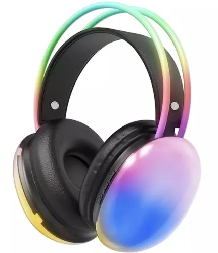 Накладні бездротові навушники Bluetooth Welike WK-30 з RGB підсвічуванням Повнорозмірні блютуз стереонавушники з портом AUX для комп'ютера і ноутбука
