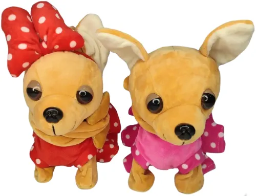 Детская мягкая игрушка компаньон Собачка на поводке My Lovely Pets TV090A в платье Плюшевая собака Чихуахуа лает ходит и виляет хвостом на батарейках