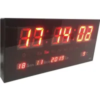 Настінні електронні годинники Clock JH-4622 Red з червоною LED підсвічуванням, Настільні цифрові Годинники червоні з датою і термометром від мережі