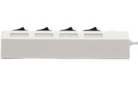 USB хаб Memos на 4 порти з перемикачами White, живлення від USB 2.0 розгалужувач з кнопками on off концентратор перехідник HUB 480 Мбіт 5В Білий