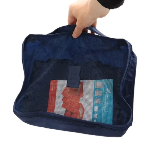 Набір дорожніх сумок органайзерів Secret Pouch 6 штук Сині, Чохли мішки для зберігання одягу у валізі, водонепроникні для подорожей laundry, водонепроникні для подорожей