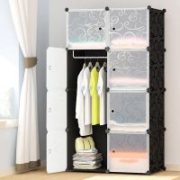 Складаний шафа органайзер для речей Storage Cube Cabinet MP-28-51 76х37х146 см Пластикова тумба на 8 секцій поличка для одягу та взуття Чорна MP28-51