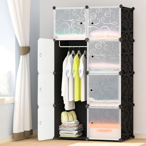Складаний шафа органайзер для речей Storage Cube Cabinet MP-28-51 76х37х146 см Пластикова тумба на 8 секцій поличка для одягу та взуття Чорна MP28-51