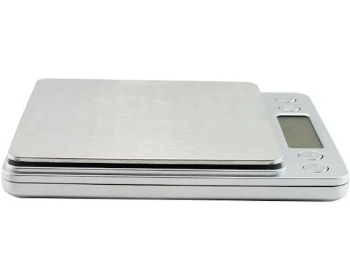 Великі ювелірні ваги Domotec MS-1729 від 0.1 гр до 2000 гр на 2 кг грамові електронні ваги з 2-ма чашами тарами і дисплеєм на батарейках сірі