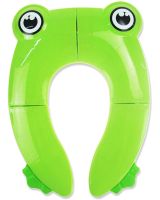 Детская накладка на унитаз Folding Potty Seat Жабка дорожное cкладное пластиковое cиденье насадка для обучения к горшку с чехлом Frog Green 35Х30 см