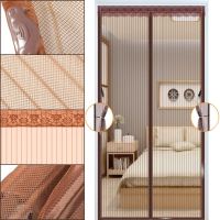 Антимоскітна сітка на магнітах Magic Mesh Brown 90х210 см розсувна магнітна москітна штора від комах і мух на двері коричнева Меджик Меш