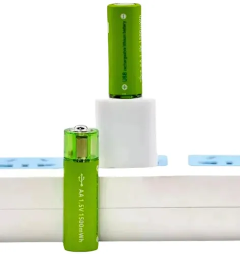 Акумуляторні батареї USB АА FlyCat 1.5 V 1500 mAh 2шт, пальчикові акумулятори батарейка 1500 маг зарядка від юсб в кейсі зелені