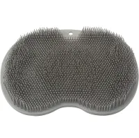 Силіконовий масажний килимок Чистюля щітка Shower Foot Scrubber Mat Ly - 379 Grey для спини і ніг на присосках, Настінна нековзна мочалка для душу сіра