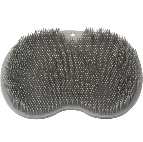 Силіконовий масажний килимок Чистюля щітка Shower Foot Scrubber Mat Ly - 379 Grey для спини і ніг на присосках, Настінна нековзна мочалка для душу сіра