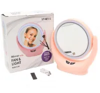 Настольное круглое косметическое зеркало Mirror Lamp YT-M513 с LED подсветкой и увеличением для макияжа, Увеличительное зеркало на подставке Розовое
