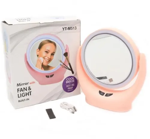 Настільне кругле Косметичне дзеркало Mirror Lamp YT-M513 з LED підсвічуванням і збільшенням для макіяжу, збільшувальне дзеркало на підставці біле