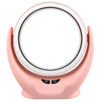 Настольное круглое косметическое зеркало Mirror Lamp YT-M513 с LED подсветкой и увеличением для макияжа, Увеличительное зеркало на подставке Розовое