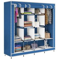 Складаний тканинний шафа для одягу Storage Wardrobe 88170 на 4 секції, 170х45х175, каркасний органайзер гардероб для взуття та речей на 12 полиць