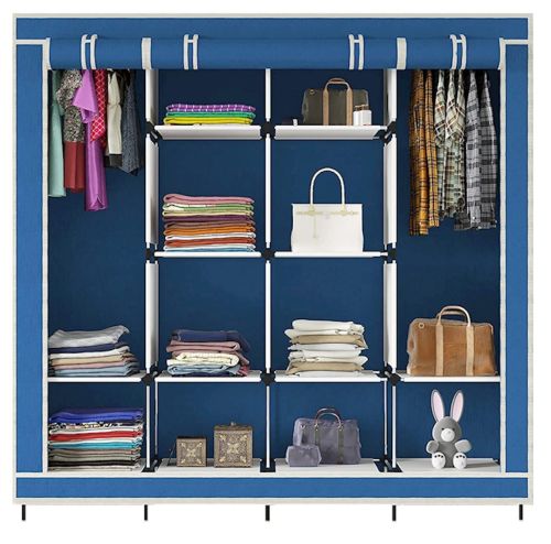 Складаний тканинний шафа для одягу Storage Wardrobe 88170 на 4 секції, 170х45х175, каркасний органайзер гардероб для взуття та речей на 12 полиць