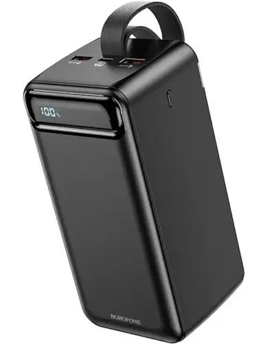 Зовнішній акумулятор Borofone Power Bank BJ14D 50000mah Black на 2 USB 22.5 W і USB-C 20W, УМБ Повербанк батарея з ремінцем для зарядки телефону Чорний