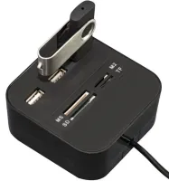 Розгалужувач USB Hub Combo C329 7в1 MicroSD MS M2 MMC, Концентратор хаб картрідер 3 юсб порти до 480 Мбіт/с для комп'ютера і ноутбука Чорний