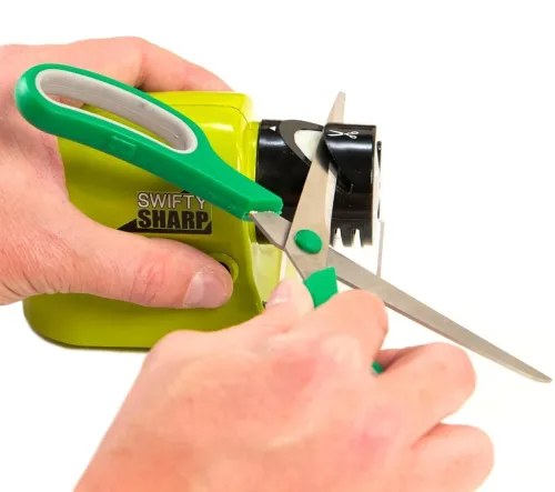 Настільна точилка для заточування полірування ножів і ножиць Swift Sharp WJ24 від батарейок, Електрична ножеточка точило для ножа на батарейках Зелена