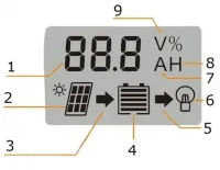 Сонячний контролер заряду АКБ UKC DP-510A 10A, 12-24В з LCD дисплеєм, контролер екран, 2хUSB для контролю заряду батарей в сонячних панелях Чорний