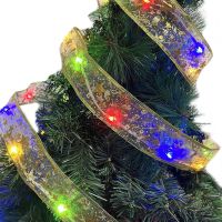 Светодиодная гирлянда в виде ленты LaceShine RGB 5 метров с рисунком снежинок на батарейках, Новогодняя лента 5м 50 LED диодов Разноцветная