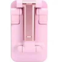 Настільна підставка тримач з дзеркалом Folding desktop phone stand PD-C06 для телефону планшета, складаний трансформер для смартфона AND196 Рожевий