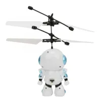 Літаючий робот Robot Flying Aircraft VIATOYS PC520 летить за рукою, Індукційна літаюча USB іграшка з сенсорним управлінням від руки і підсвічуванням