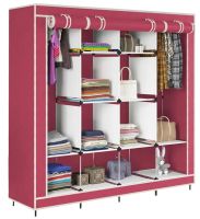 Складаний тканинний шафа для одягу Storage Wardrobe 88170 на 4 секції, 170х45х175, каркасний органайзер гардероб для взуття та речей на 12 полиць
