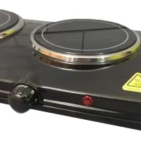 Настільна електроплита Domotec MS-5852 на 2 конфорки диск 1200, двоконфорочна електрична плита керамічна з термостатом на 5 положень Чорна