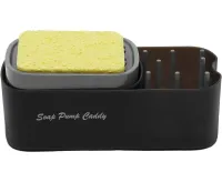 Нажимной диспенсер органайзер Soap pump caddy для моющего средства и кухонной губки 300мл, Подставка для губок с мыльницей дозатором Черный