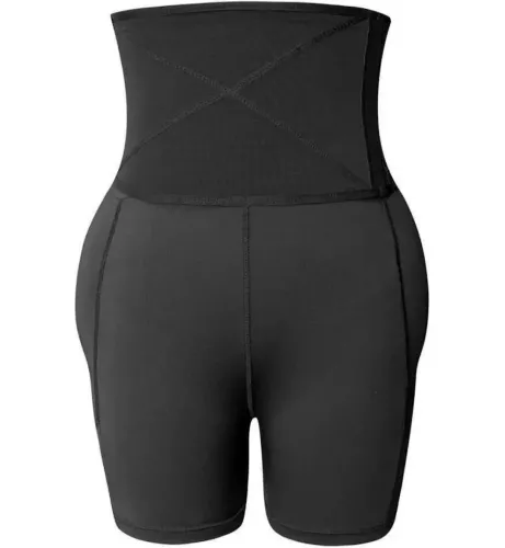 Корректирующие трусики-шорты Body Hip Pants для увеличения ягодиц с завышенной высокой талией и эффектом пуш-ап, утягивающие для бедер Черные