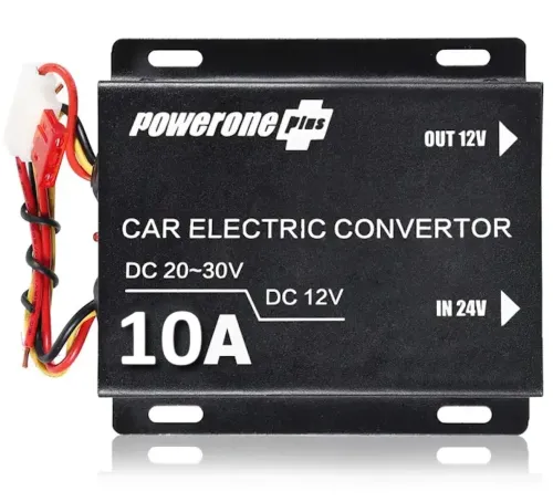 Автомобильный понижающий инвертор PowerOne Plus DC/DC 24v-12v 10A 120W, Авто преобразователь напряжения GS-10A 24В-12В постоянного тока Автоинвертор