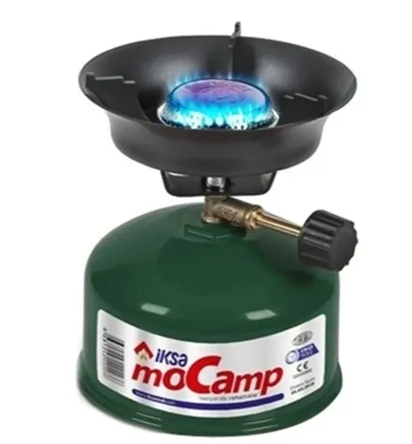 Похідна газовий пальник Iksa Mocamp 203 Green з п'єзопідпалом, Портативна міні плита для приготування їжі, балон для пікніка та кемпінгу Зелена