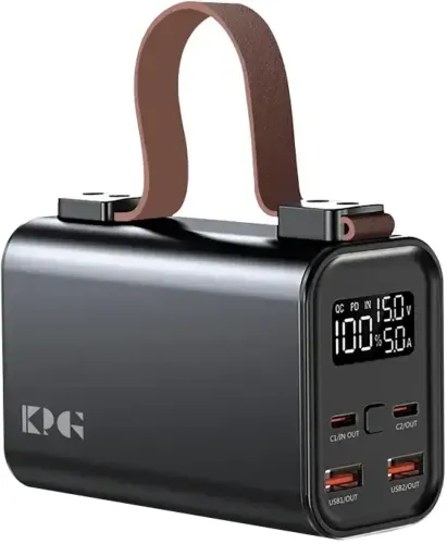 Портативний зарядний пристрій Power Bank KP KG-300 30000 mAh 100w з ліхтариком, зовнішній акумулятор повербанк 30000МАЧ USB Type-C з ручкою Чорний