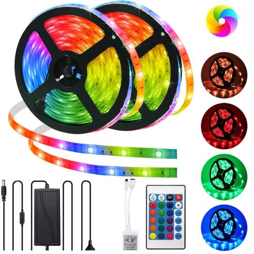 Комплект светодиодной LED ленты 5050 RGB Все цвета 12V цветная 5м пульт блок, разноцветная в силиконе SMD5050 многоцветная светодиодная лента