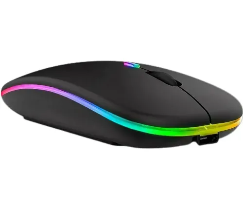 Бездротова комп'ютерна мишка Zornwee AP100 Bluetooth з RGB підсвічуванням на акумуляторі, ігрова акумуляторна миша BauTech з 2.4 GHZ для комп'ютера Чорна