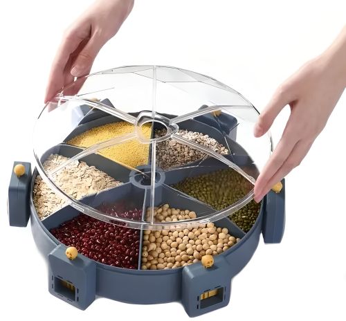 Настінний диспенсер карусель Rotatable Multi-Grain Cans для зберігання круп 6 відділень 360, що обертається органайзер сипучих продуктів з дозатором