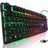 USB дротова геймерська комп'ютерна клавіатура Landslides KR - 6300 з RGB Led підсвічуванням ATLANFA AT-6300, повнорозмірна мембранна Чорна