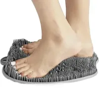 Силіконовий масажний килимок Чистюля щітка Shower Foot Scrubber Mat Ly - 379 Grey для спини і ніг на присосках, Настінна нековзна мочалка для душу сіра