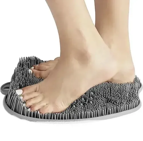 Силіконовий масажний килимок Чистюля щітка Shower Foot Scrubber Mat Ly - 379 Grey для спини і ніг на присосках, Настінна нековзна мочалка для душу сіра