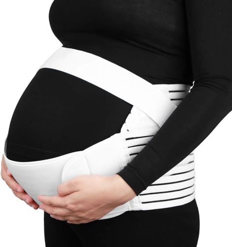 Эластичный бандаж Vitaly Prenatal Belt NJ-138 для беременных дородовой и послеродовой, Дышащий пояс для поддержки живота и спины на липучках Белый